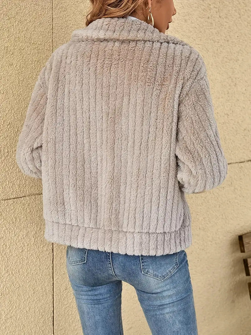 Gilet Hiver Femme Zippé Manches Longues En Polaire Côtelée - Image 8