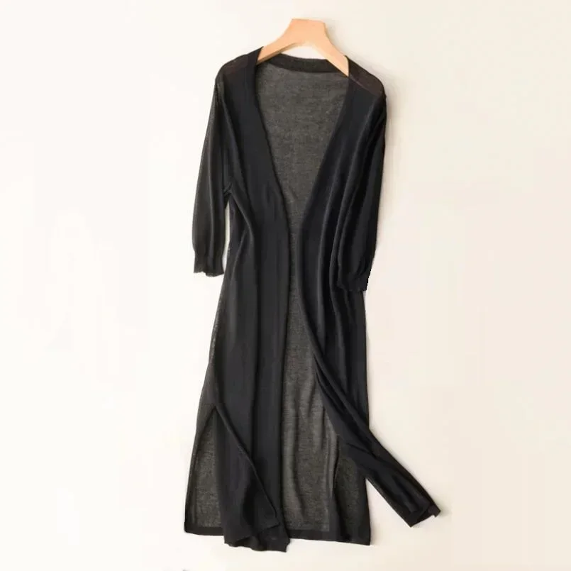 Gilet long pour femme – Élégant cardigan léger pour un look stylé et aéré - Image 4
