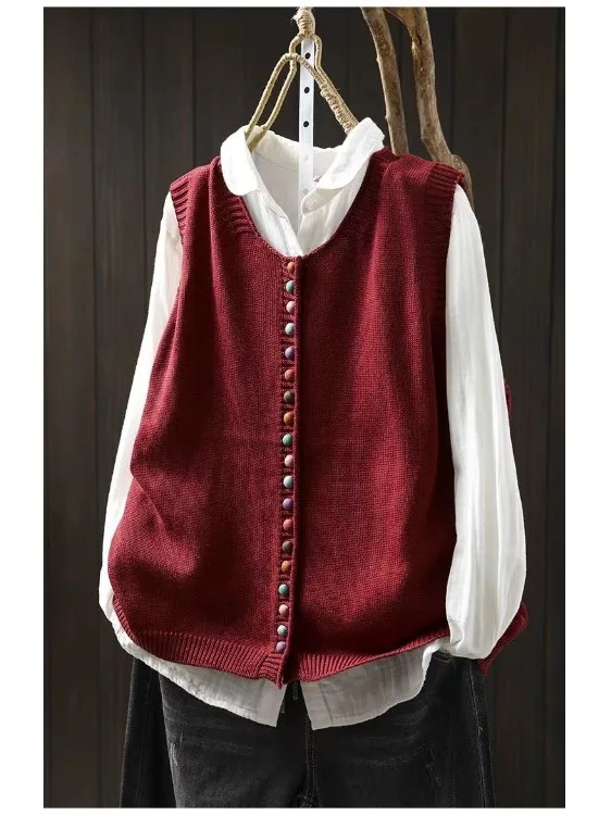 Gilet Maille Femme Coupe Ample –Col V et Manches Courtes - Image 2