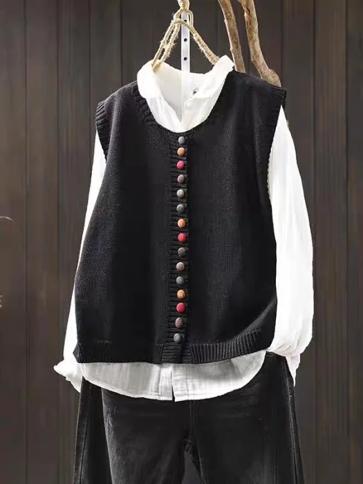 Gilet Maille Femme Coupe Ample –Col V et Manches Courtes - Image 3