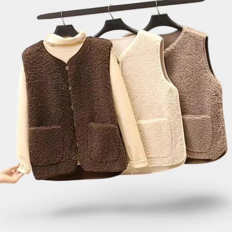 Gilet Teddy Femme - Veste Sans Manches Confortable et Douce