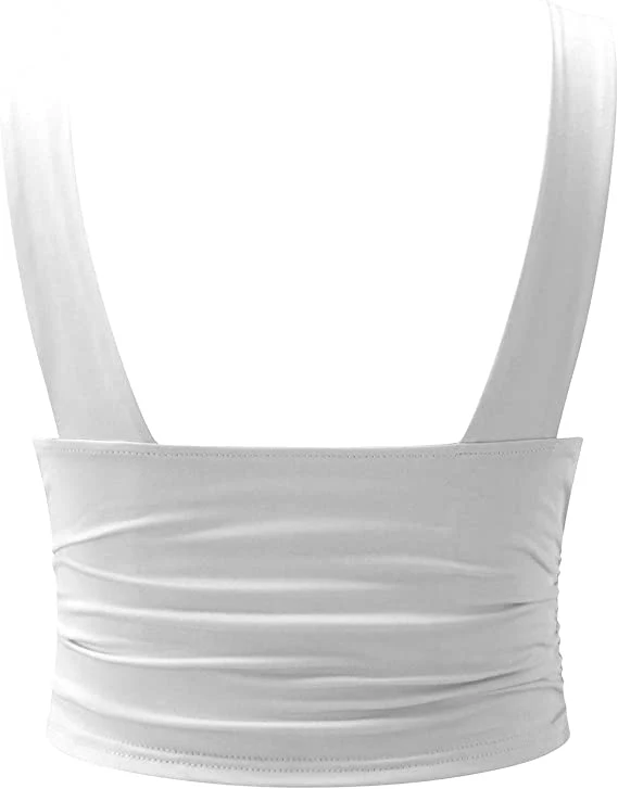 Haut Court Chic et Élégant Femme – Débardeur Froncé Col V Profond - Image 5