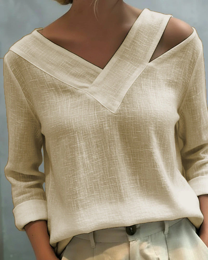 Haut élégant pour femme – Col en V asymétrique, style chic pour le travail et les soirées - Image 10