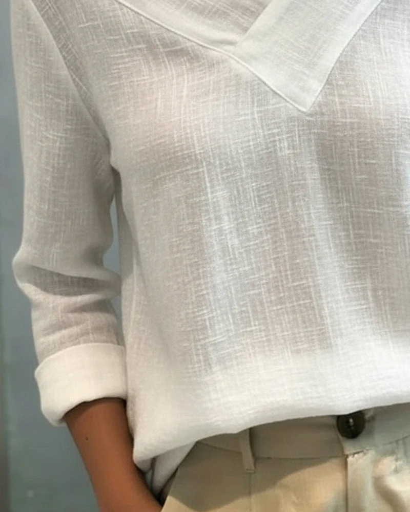 Haut élégant pour femme – Col en V asymétrique, style chic pour le travail et les soirées - Image 2