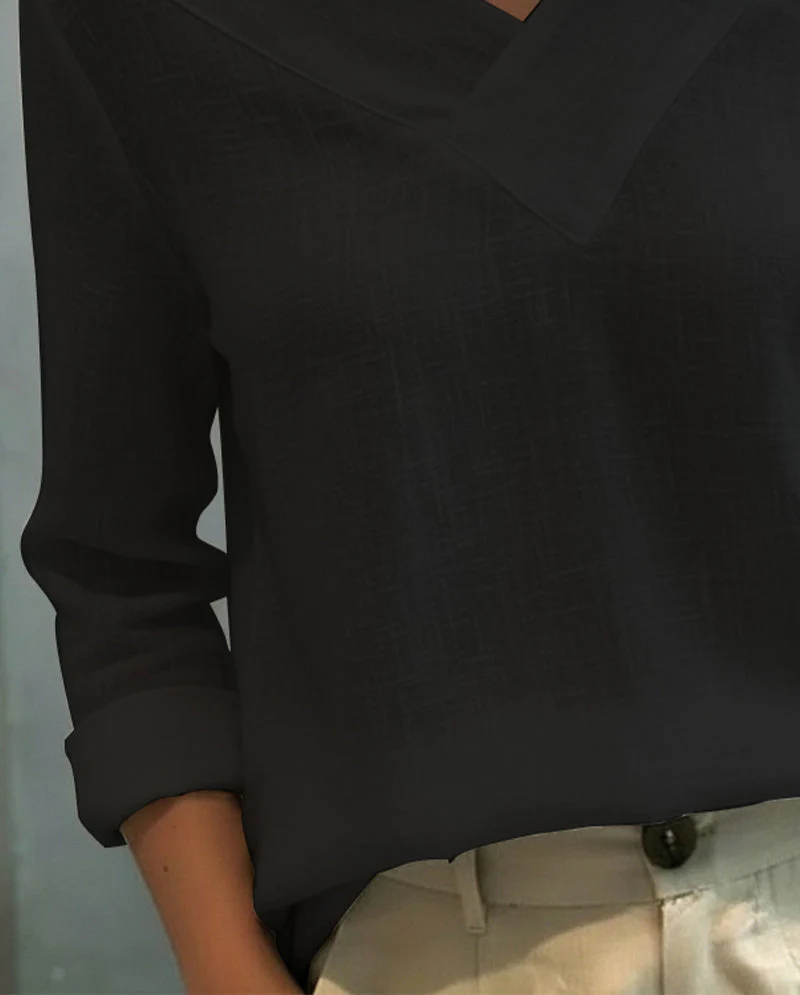 Haut élégant pour femme – Col en V asymétrique, style chic pour le travail et les soirées - Image 5