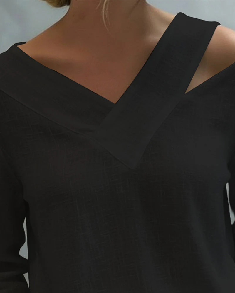 Haut élégant pour femme – Col en V asymétrique, style chic pour le travail et les soirées - Image 6