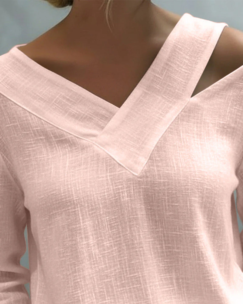 Haut élégant pour femme – Col en V asymétrique, style chic pour le travail et les soirées - Image 8