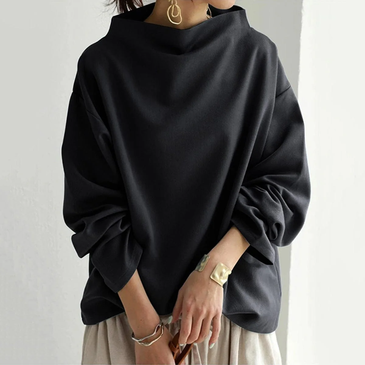 Haut en tricot doux à col montant pour femme - Image 2