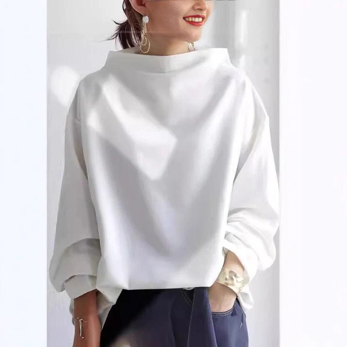 Haut en tricot doux à col montant pour femme - Image 4