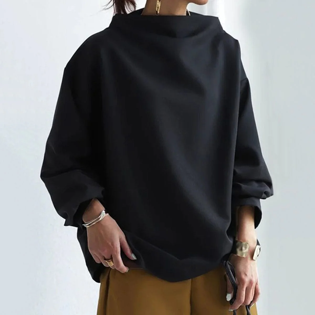 Haut en tricot doux à col montant pour femme - Image 6