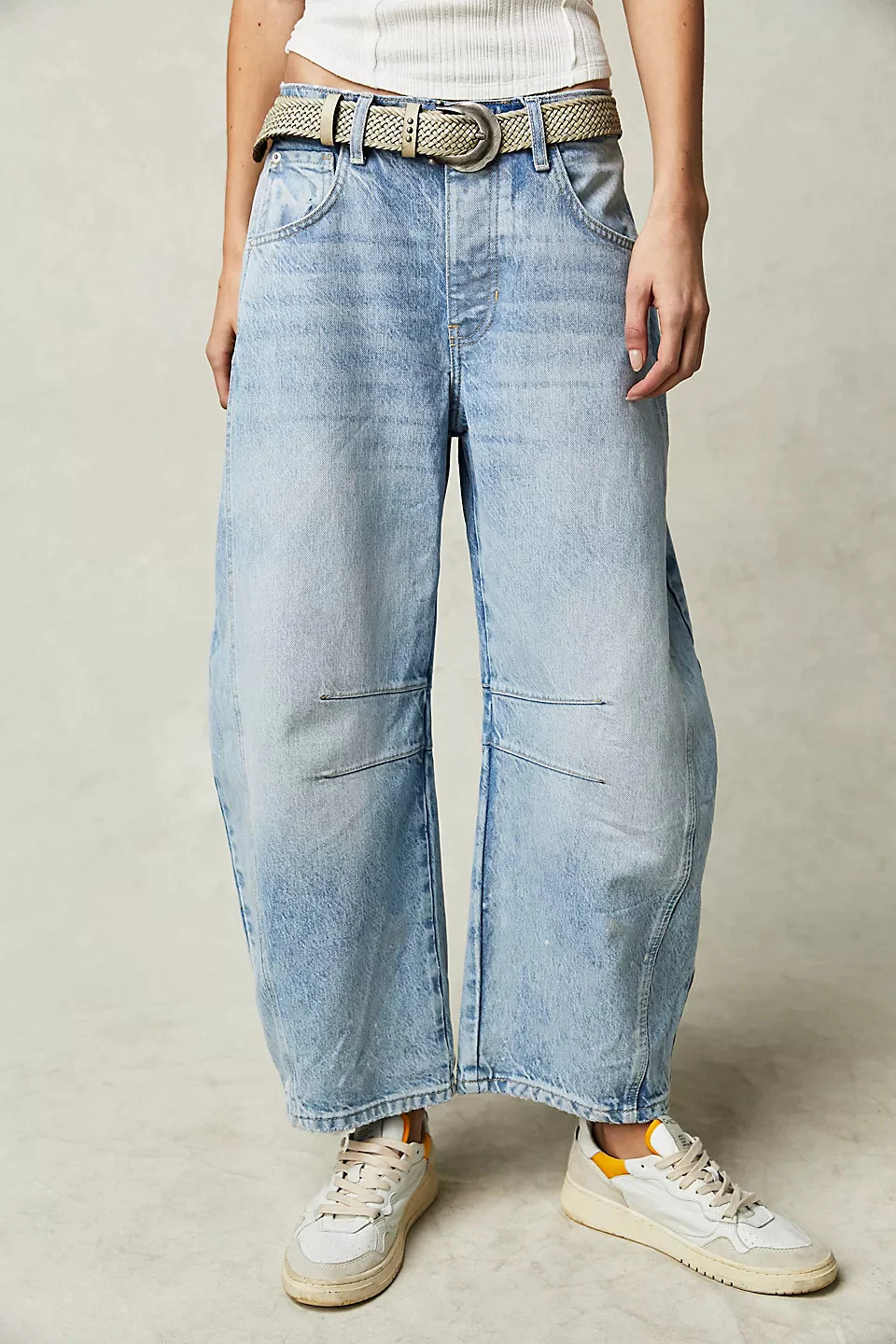Jean Barrel Large Jambe Large Taille Moyenne Stretch Femme – Denim Décontracté Baggy - Image 16