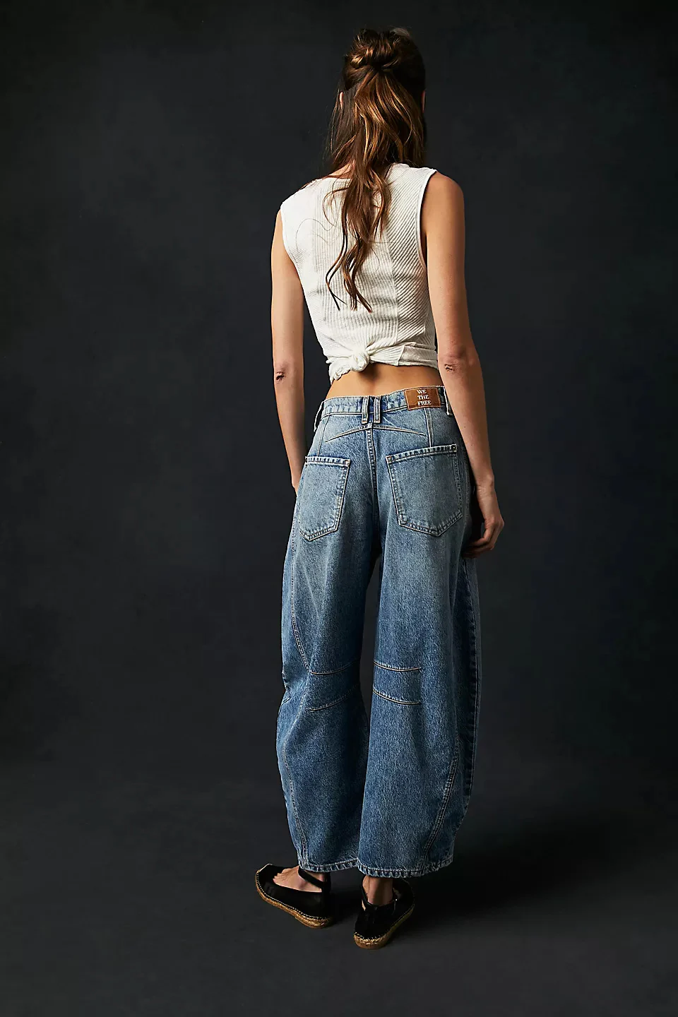 Jean Barrel Large Jambe Large Taille Moyenne Stretch Femme – Denim Décontracté Baggy - Image 19