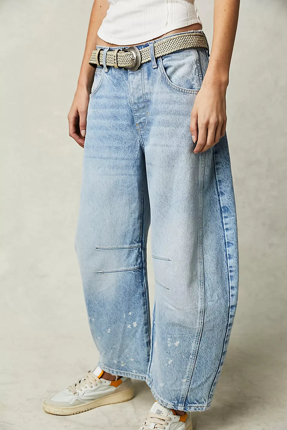 Jean Barrel Large Jambe Large Taille Moyenne Stretch Femme – Denim Décontracté Baggy - Image 26