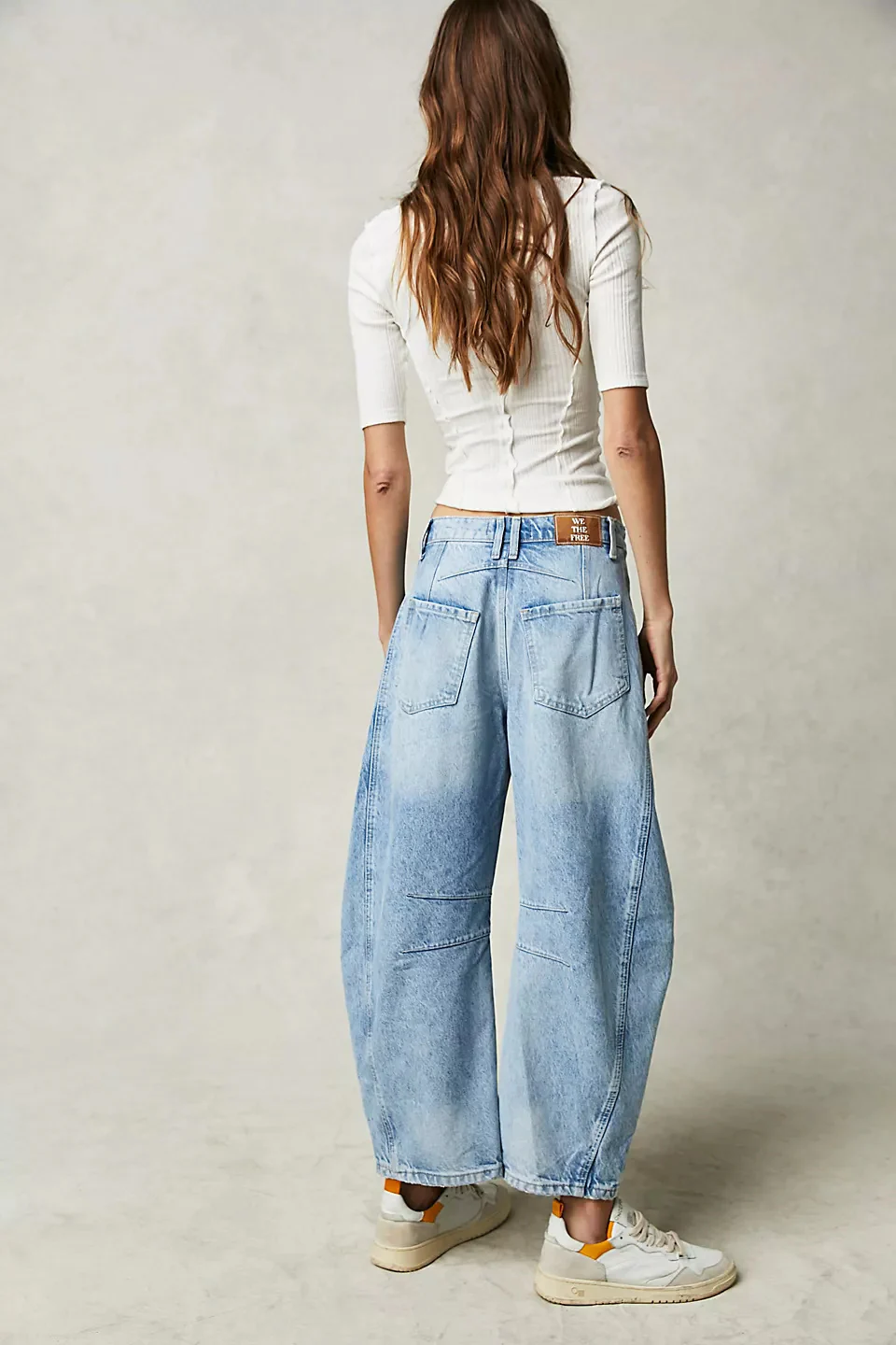 Jean Barrel Large Jambe Large Taille Moyenne Stretch Femme – Denim Décontracté Baggy - Image 31
