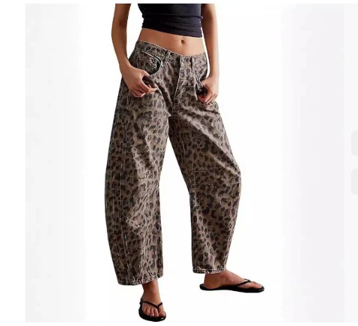 Jean Barrel Large Jambe Large Taille Moyenne Stretch Femme – Denim Décontracté Baggy - Image 38