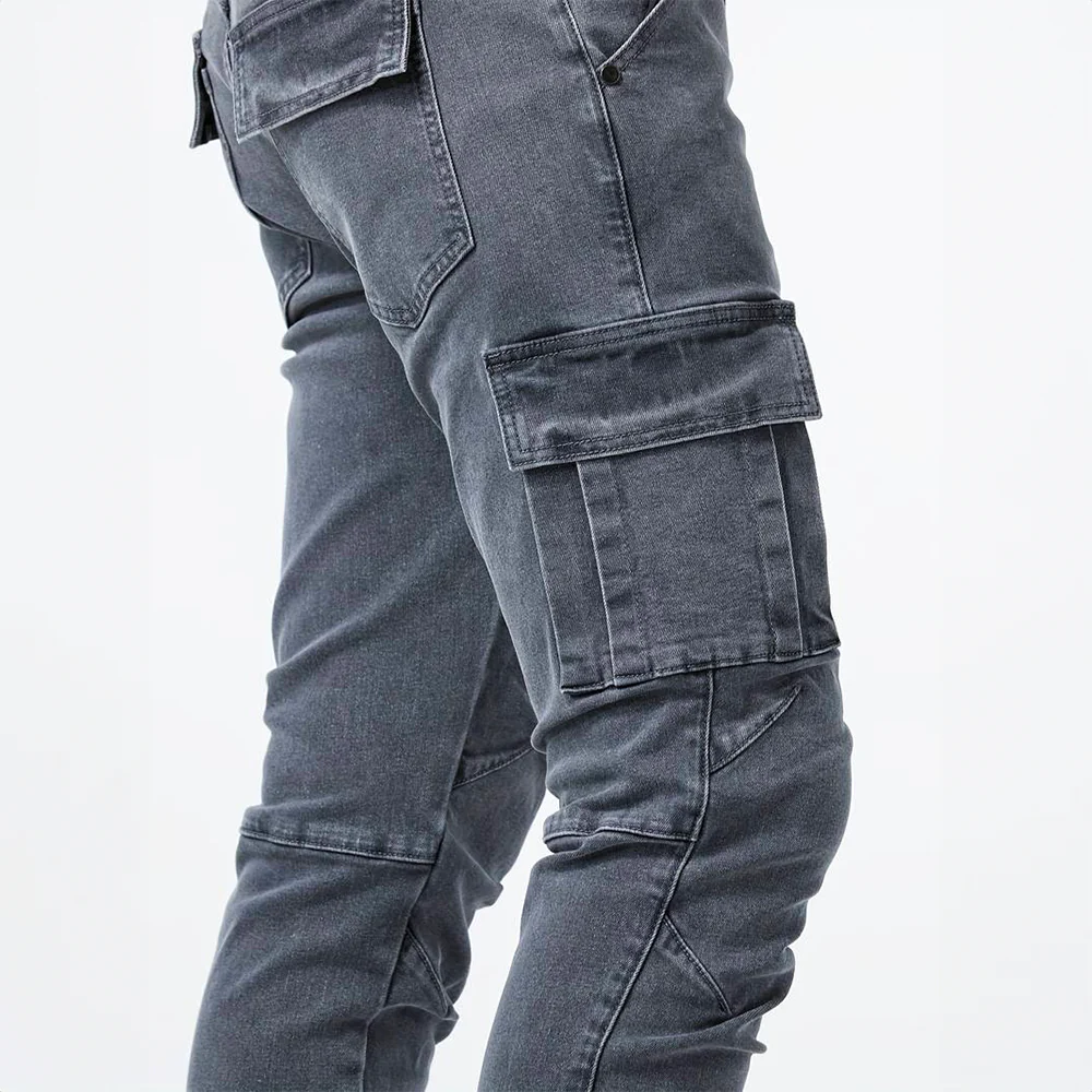 Jean cargo extensible pour hommes – Pantalon décontracté ajusté en denim - Image 7