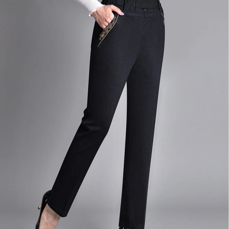 Jean Femme Droite Stylé – Taille Élastique et Poches en Denim - Image 5