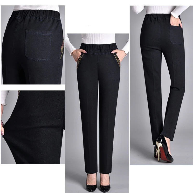 Jean Femme Droite Stylé – Taille Élastique et Poches en Denim - Image 6