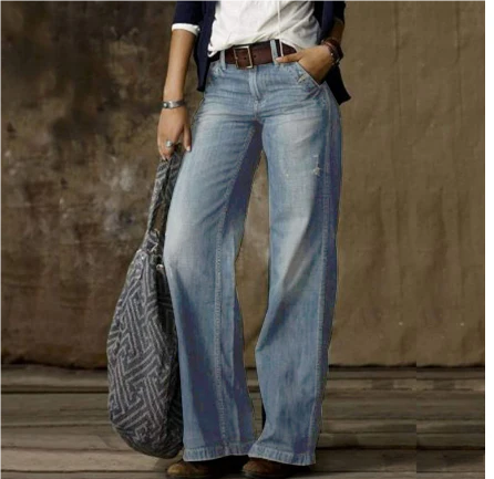 Jean femme style vintage jambes larges – Coupe décontractée - Image 4