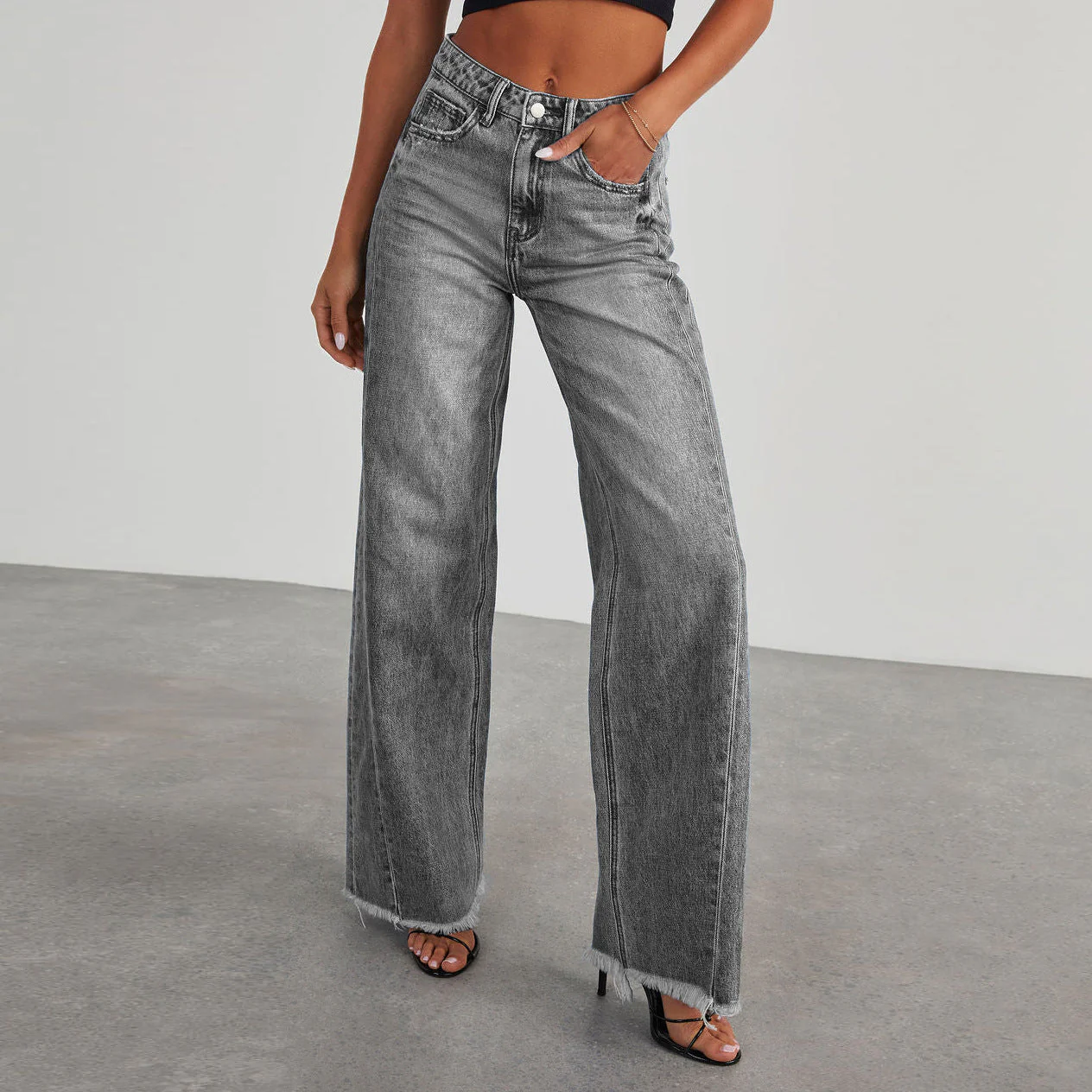 Jean Femme Taille Haute Coupe Large – Denim Décontracté Premium - Image 2