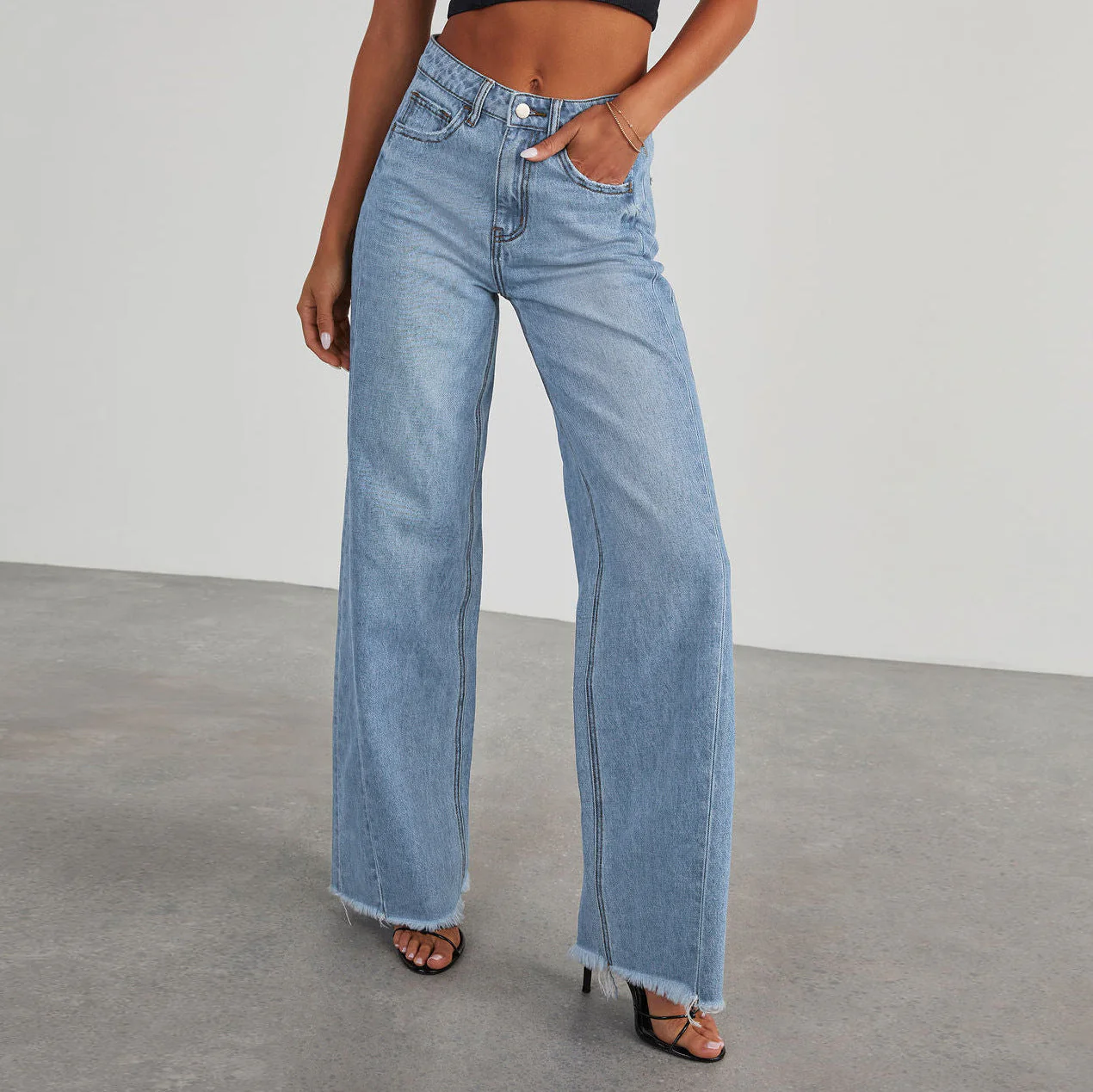 Jean Femme Taille Haute Coupe Large – Denim Décontracté Premium - Image 3