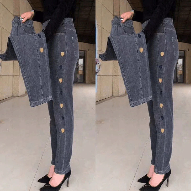 Jean slim femme élastique – Détail cœur sur les côtés pour un look original - Image 10