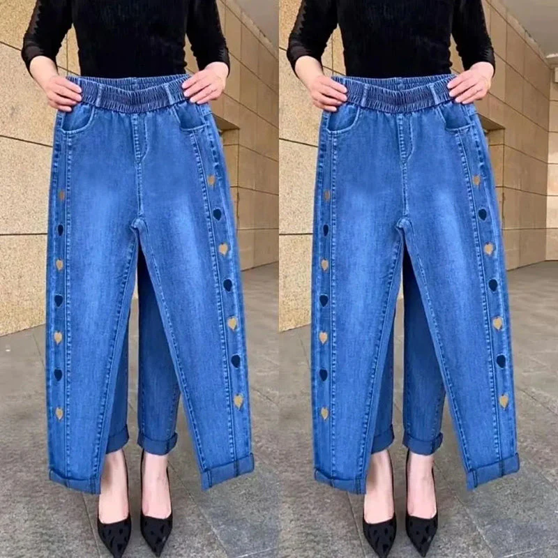 Jean slim femme élastique – Détail cœur sur les côtés pour un look original - Image 2