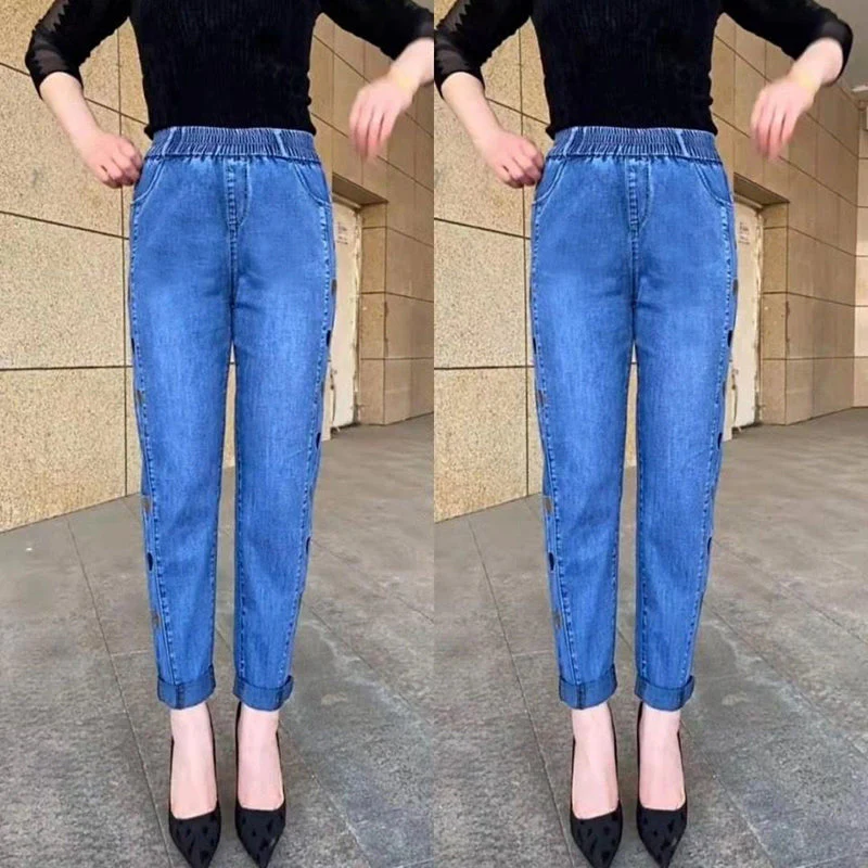 Jean slim femme élastique – Détail cœur sur les côtés pour un look original - Image 3
