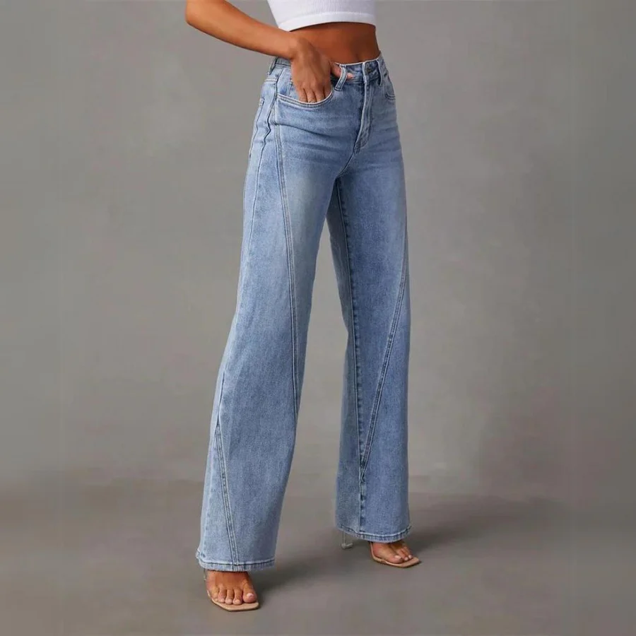 Jean taille haute ample jambes larges femme - Image 3
