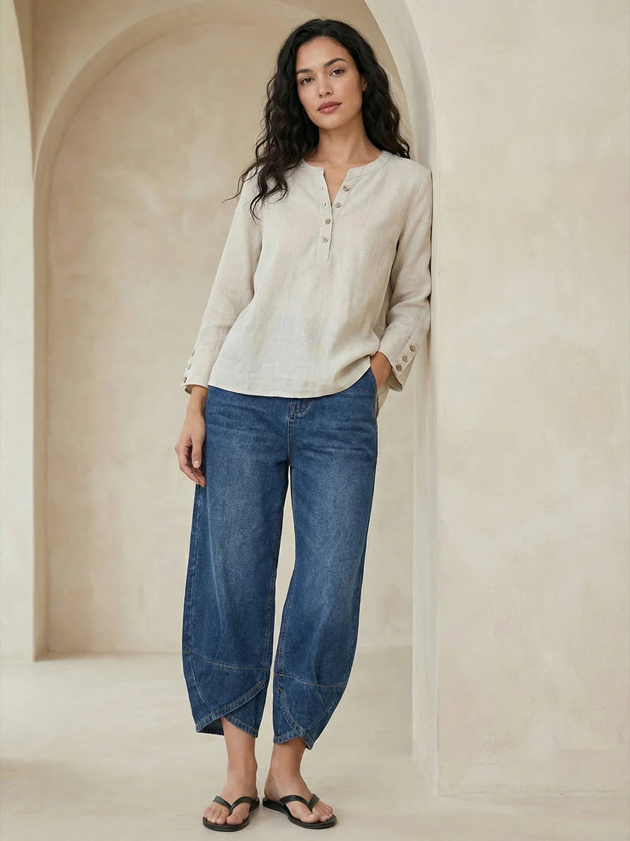 Jeans Femme en Coton Denim Lavé – Style Décontracté Street Relax - Image 5