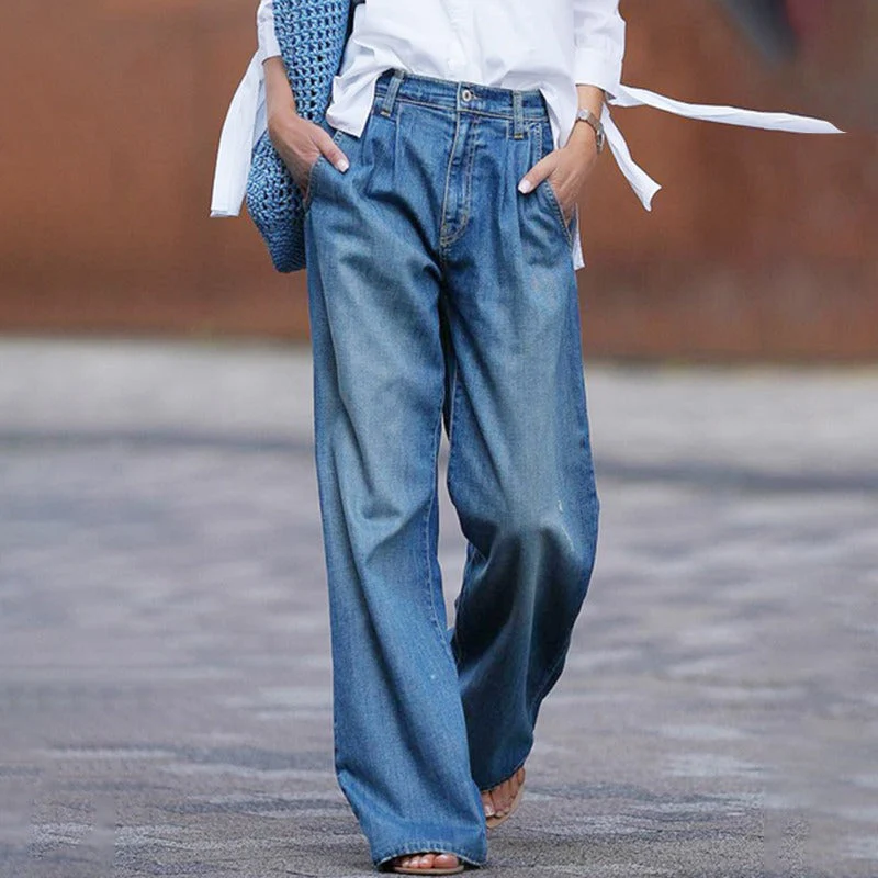 Jeans Large pour Femme – Pantalon Décontracté et Confortable