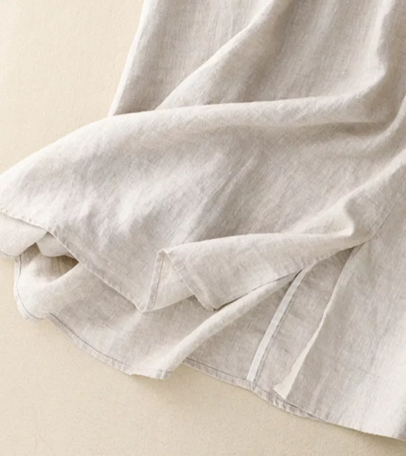 Jupe Femme Élégante Mi-Longue Taille Haute en Lin – Jupe A-Line d’Été - Image 6