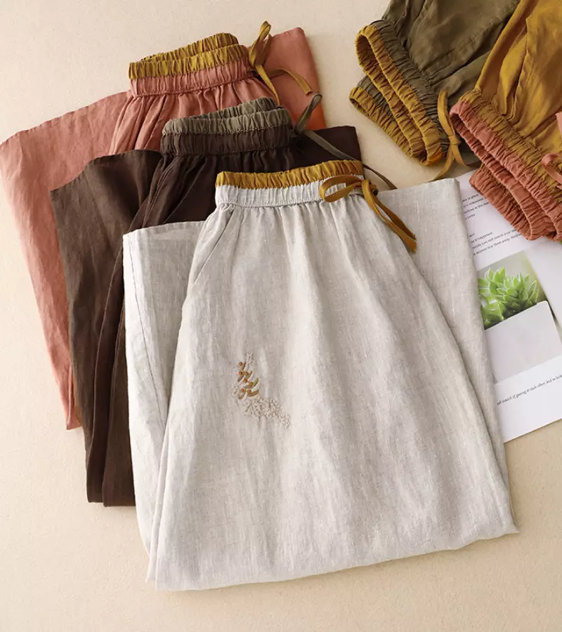Jupe Femme Élégante Mi-Longue Taille Haute en Lin – Jupe A-Line d’Été - Image 8