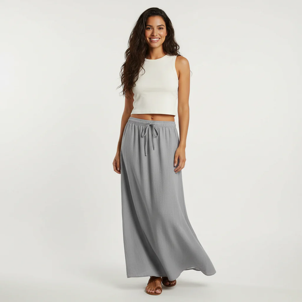 Jupe longue fluide pour femme – Style drapé Muse - Image 20