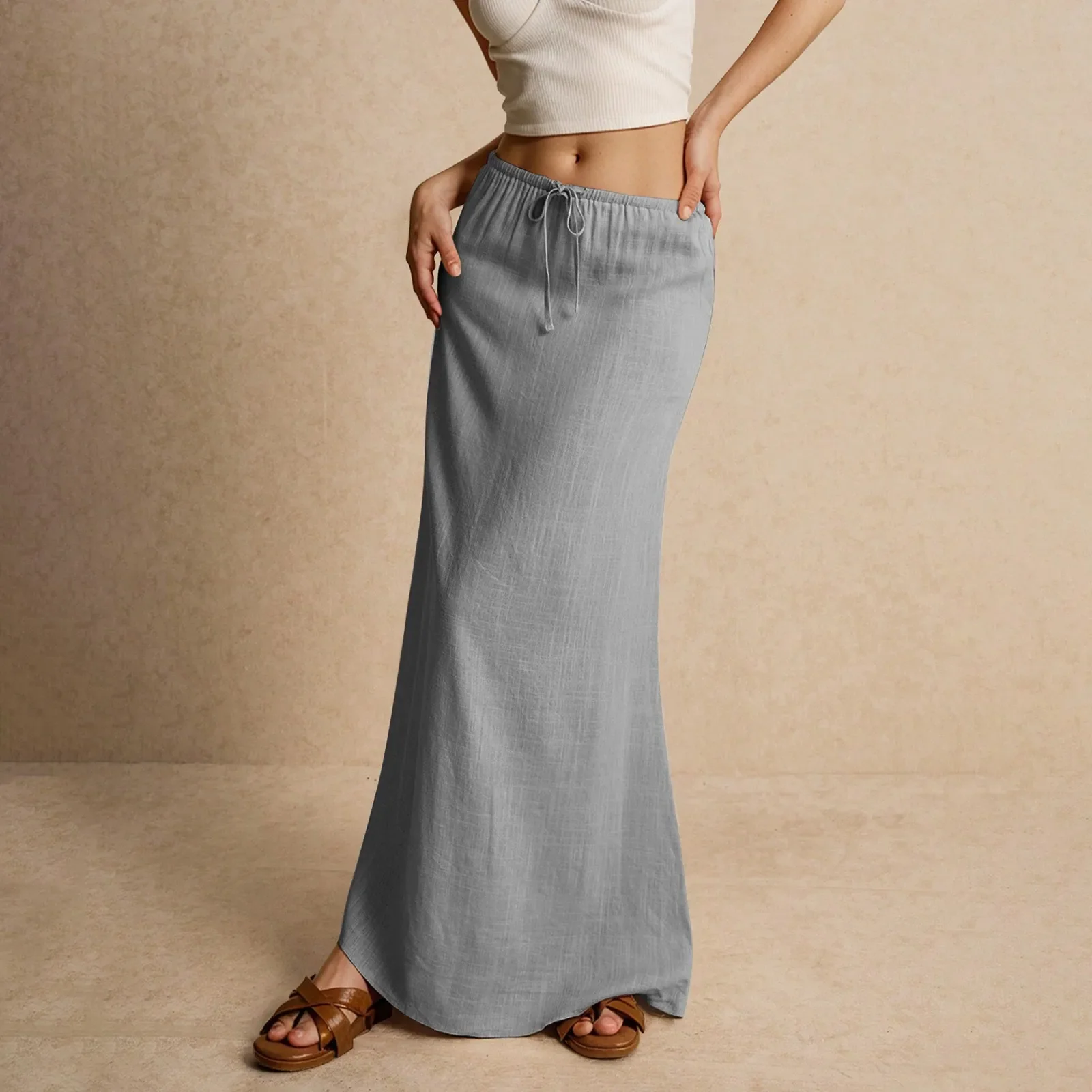 Jupe longue fluide pour femme – Style drapé Muse - Image 21