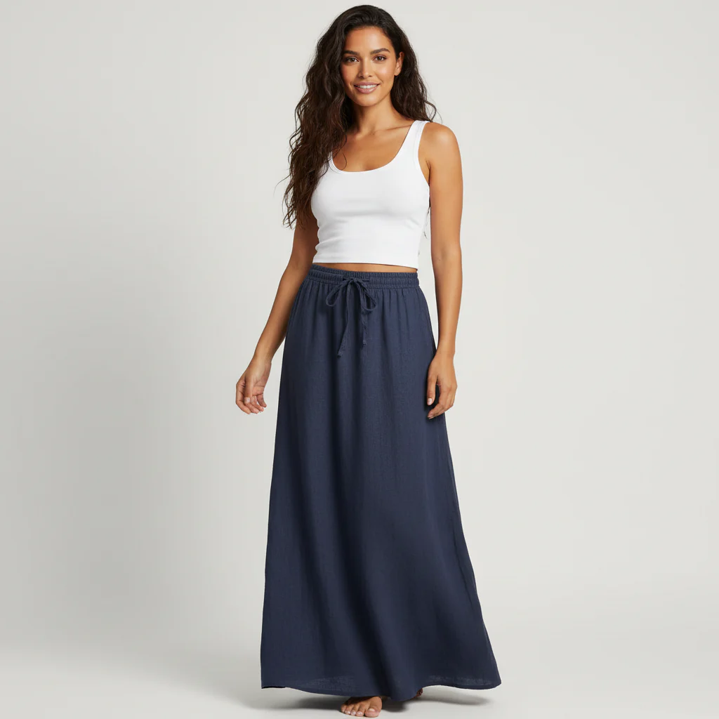 Jupe longue fluide pour femme – Style drapé Muse - Image 28