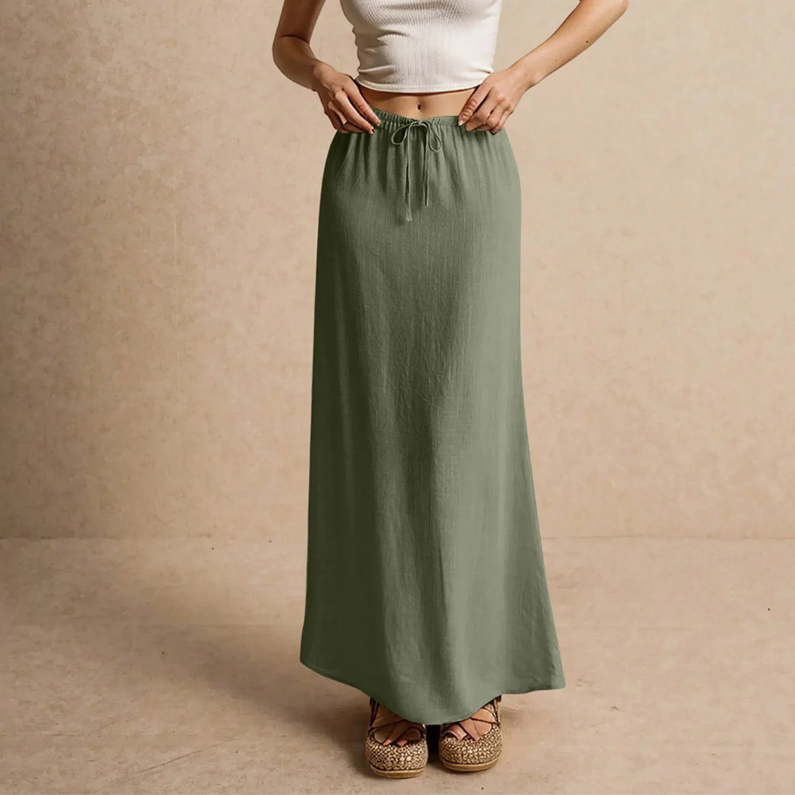 Jupe longue fluide pour femme – Style drapé Muse - Image 3