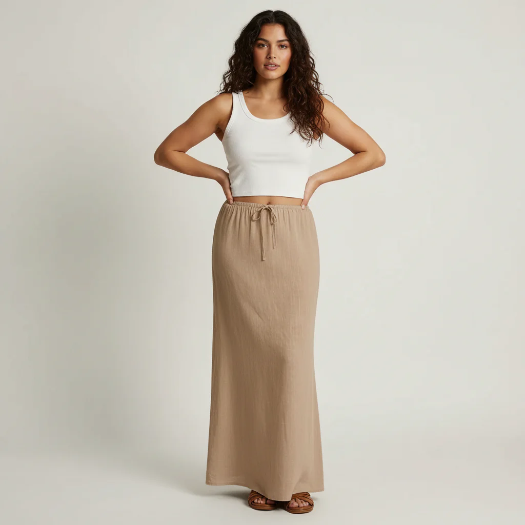 Jupe longue fluide pour femme – Style drapé Muse - Image 32