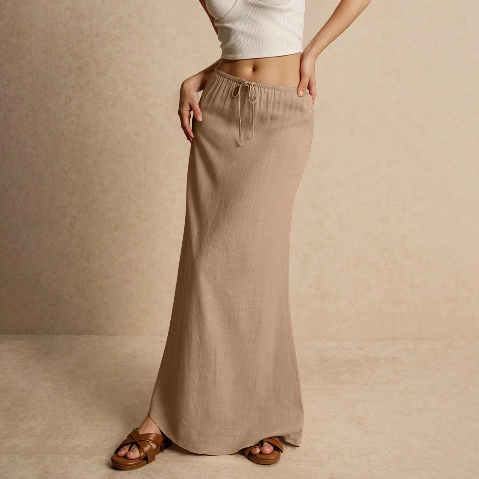 Jupe longue fluide pour femme – Style drapé Muse - Image 33