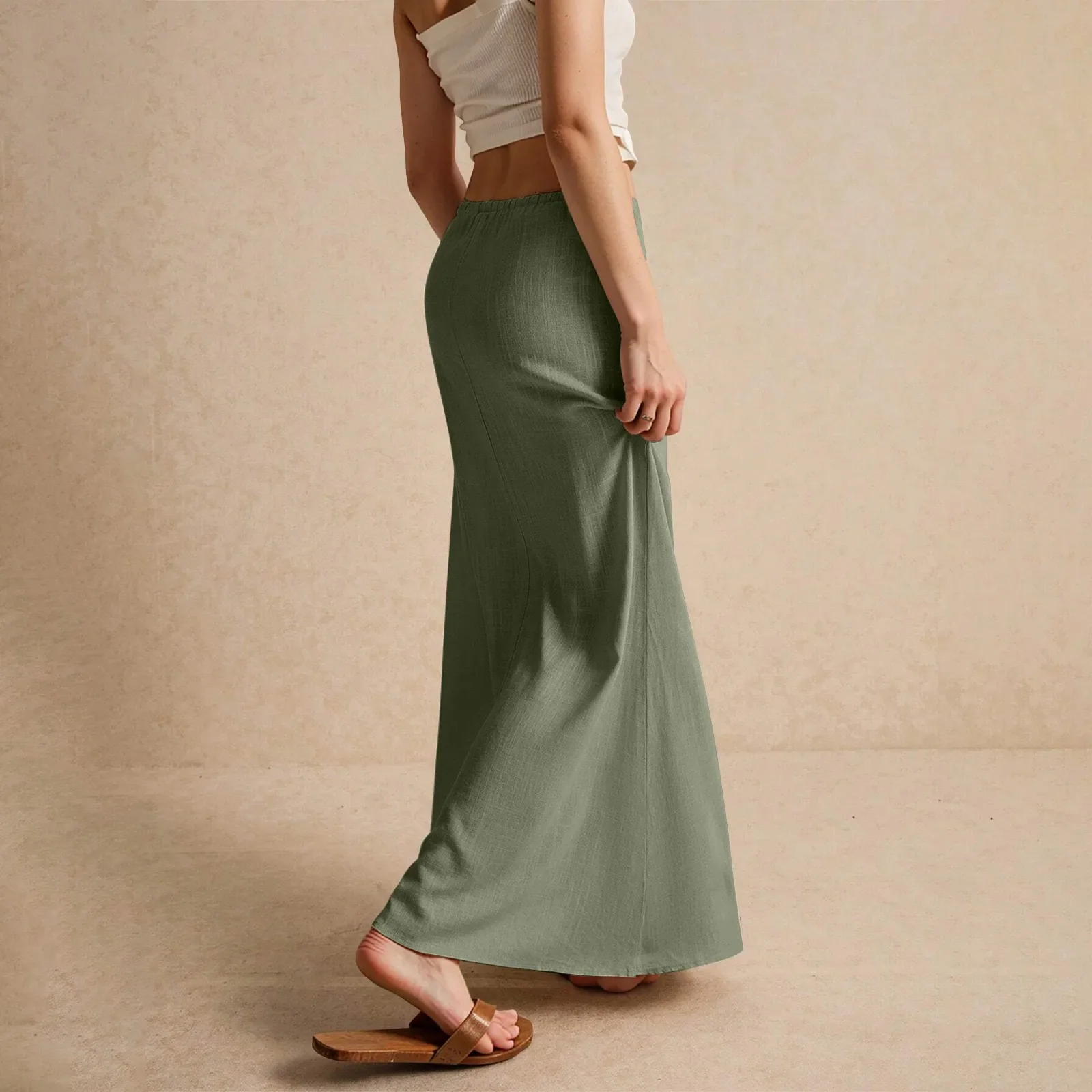 Jupe longue fluide pour femme – Style drapé Muse - Image 4