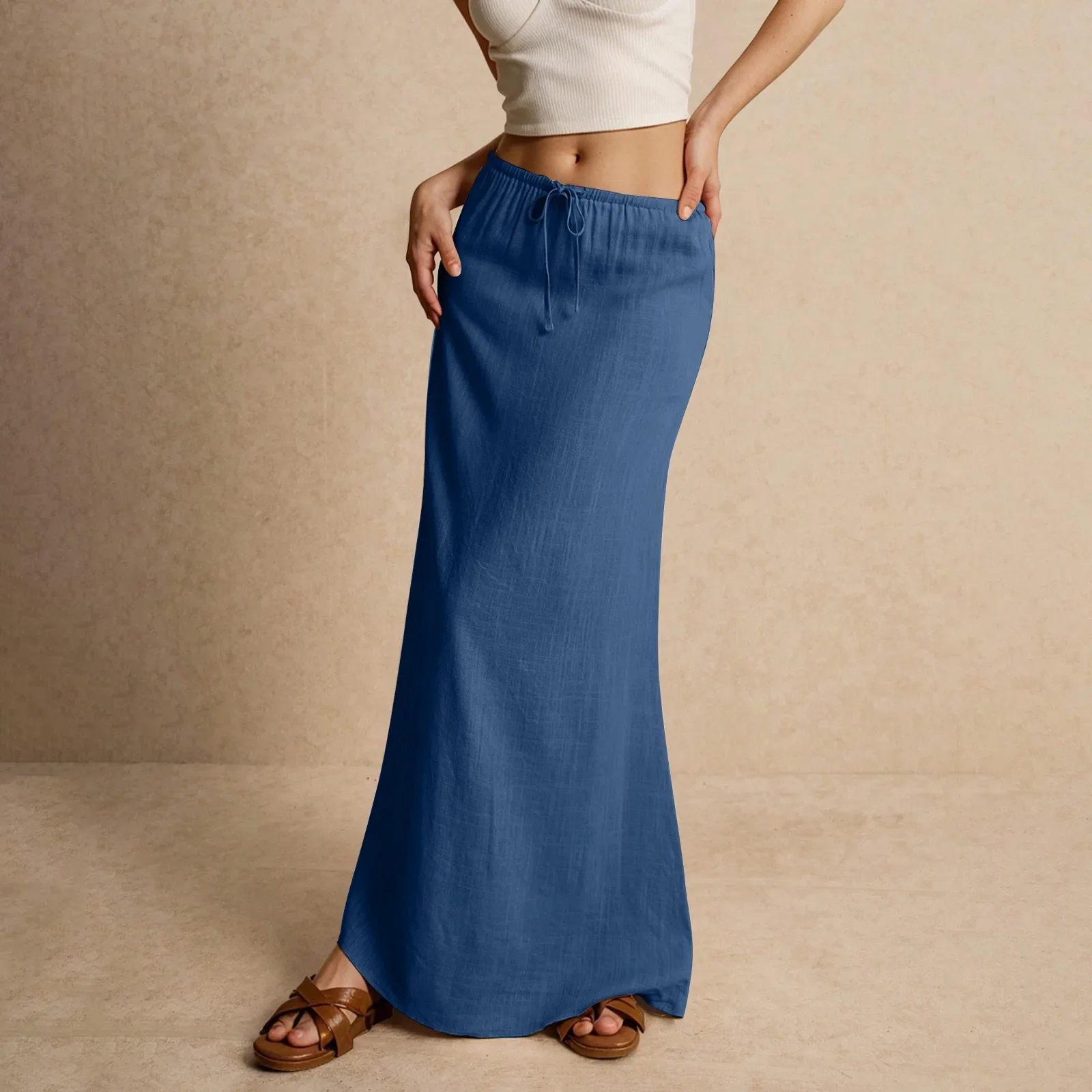 Jupe longue fluide pour femme – Style drapé Muse - Image 6