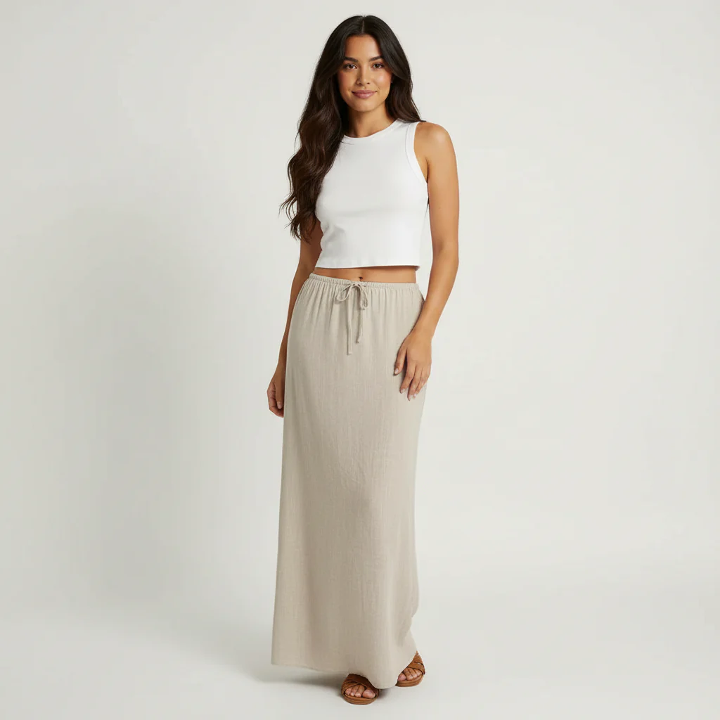 Jupe longue fluide pour femme – Style drapé Muse - Image 9