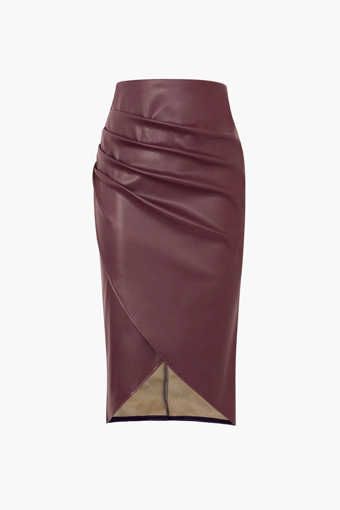 Jupe Midi en Faux Cuir pour Femme – Bodycon Élégant Asymétrique à Motif Tressé - Image 11