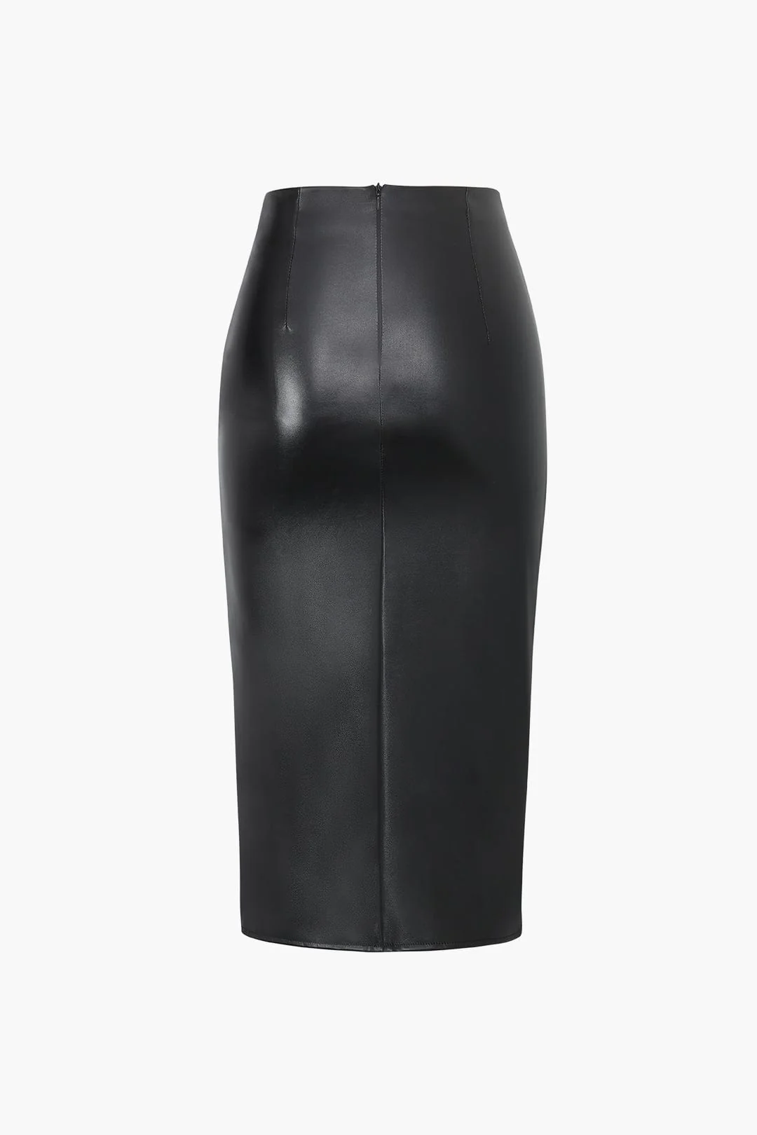 Jupe Midi en Faux Cuir pour Femme – Bodycon Élégant Asymétrique à Motif Tressé - Image 2