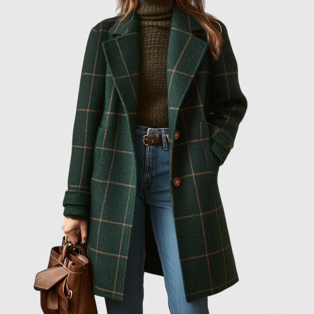 Manteau à Carreaux Classique pour Femme