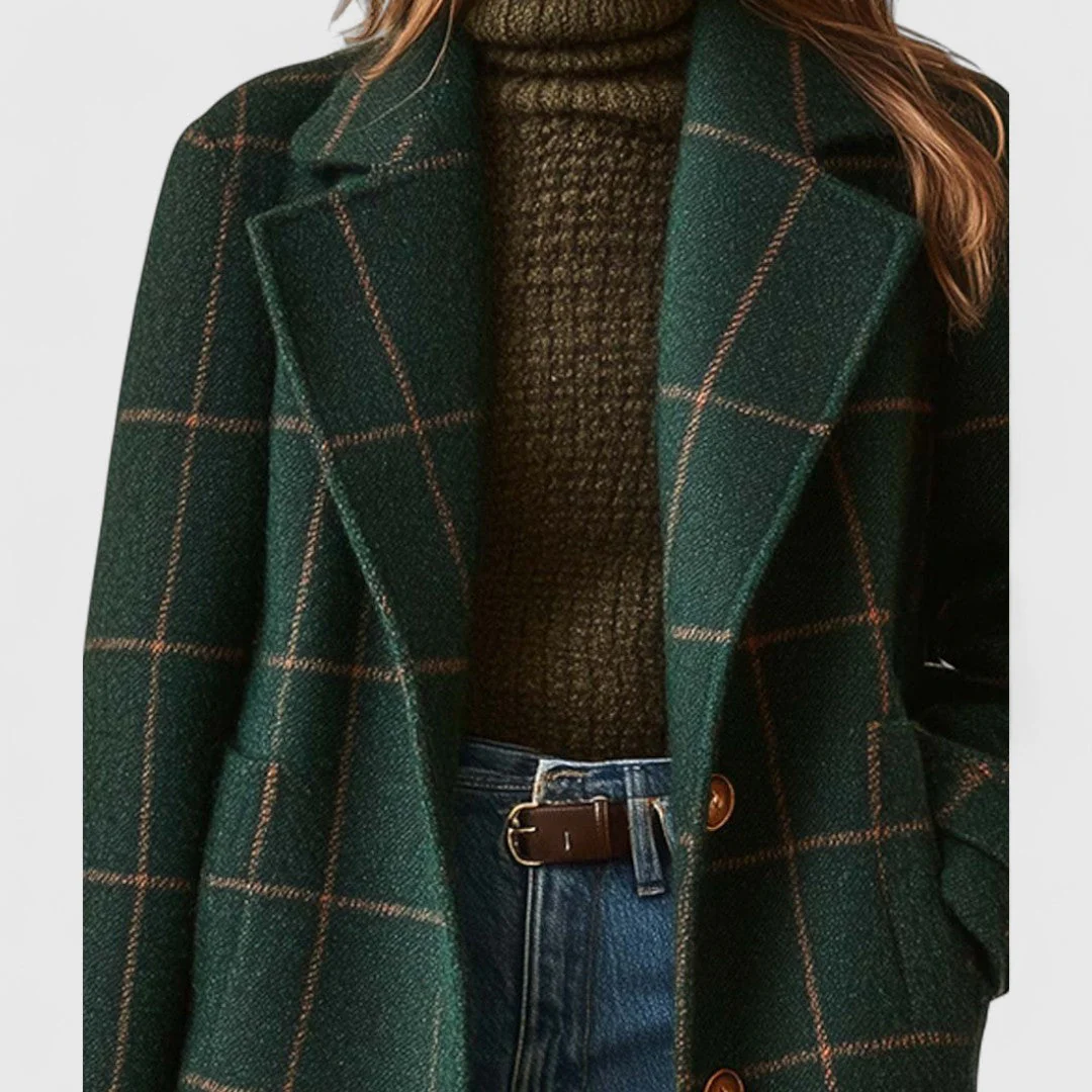 Manteau à Carreaux Classique pour Femme - Image 2