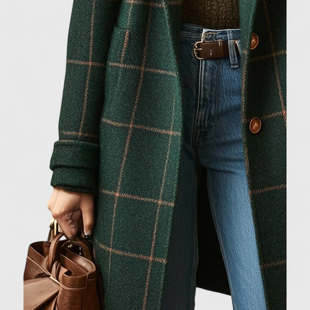 Manteau à Carreaux Classique pour Femme - Image 3