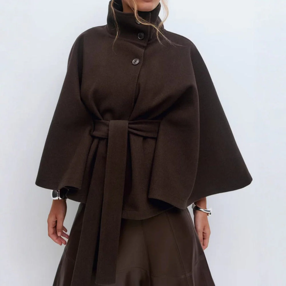 Manteau Cape à Col Haut pour Femme – Manteau d’Hiver Luxe et Élégant - Image 5