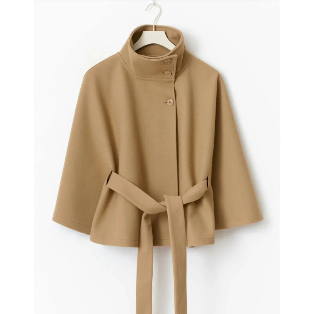 Manteau Cape à Col Haut pour Femme – Manteau d’Hiver Luxe et Élégant - Image 7