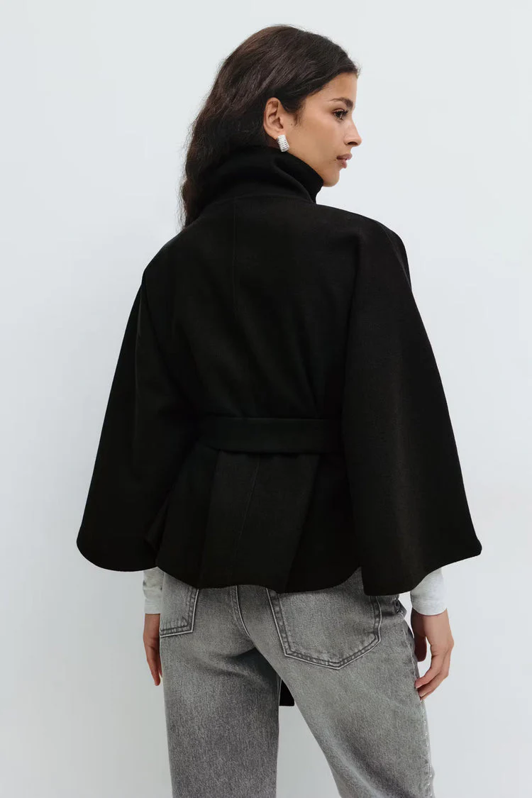 Manteau Cape Élégant à Col Montant pour Femme – Manteau Ceinturé Stylé - Image 11